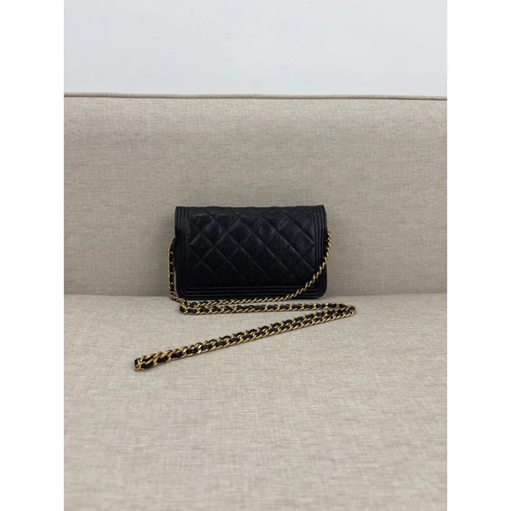CHANEL Black Caviar Boy WOC GHW